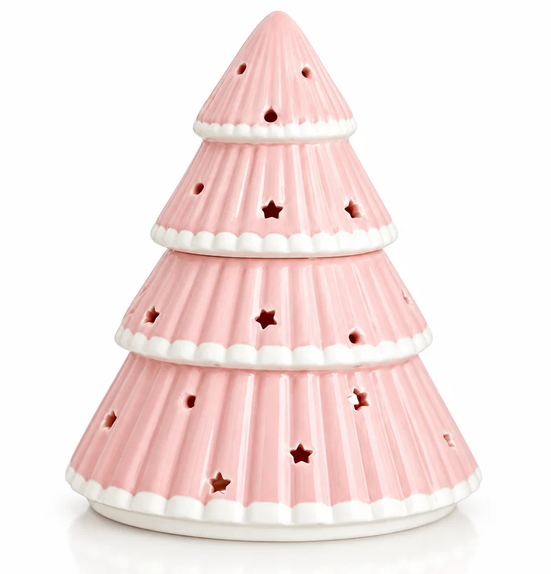 Roze Oliebrander Keramiek – Kerstboom – Sfeervolle Geurbrander