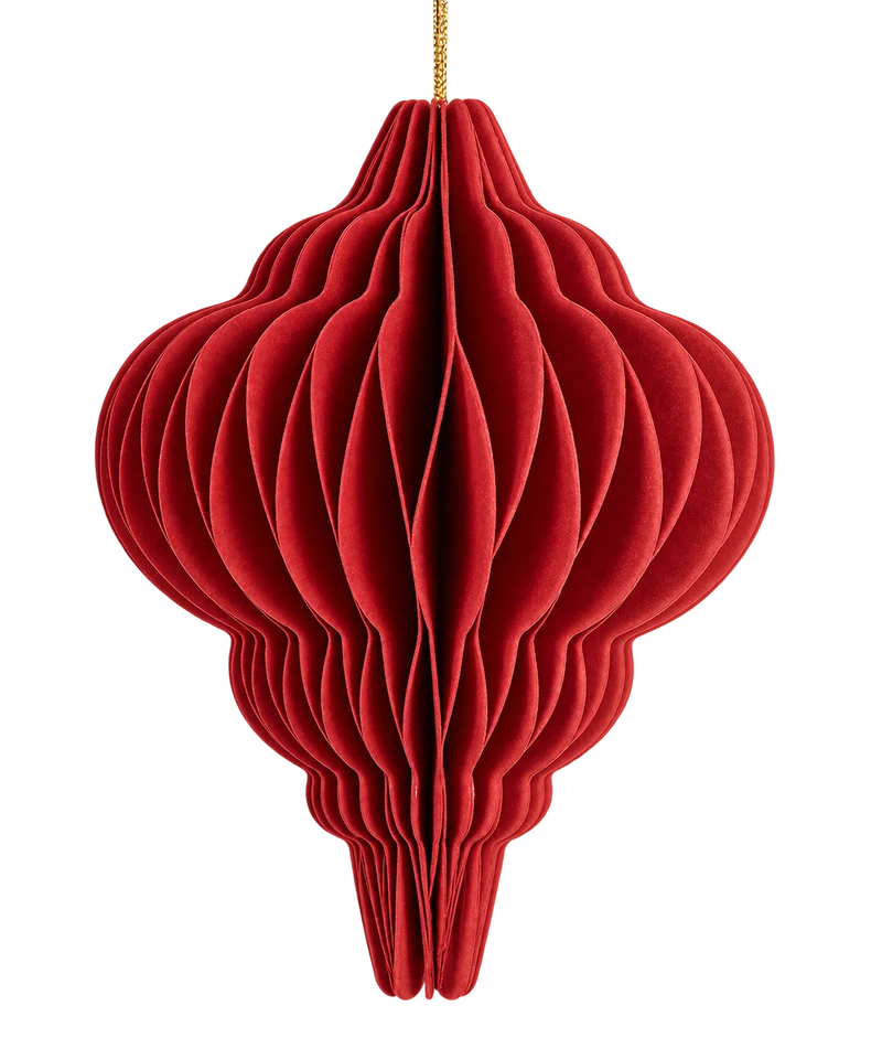 Rode Honeycomb Kerstbal – Papieren Kersthanger