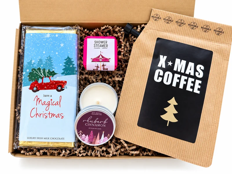 Kerst Cadeaubox X-Mas Coffee – Luxe Cadeaupakket met Koffie & Chocolade