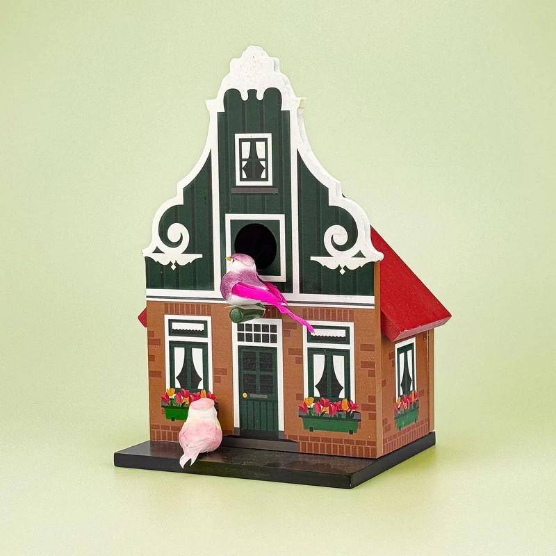 Wooden Birdhouse Zaanse Clock Gable
