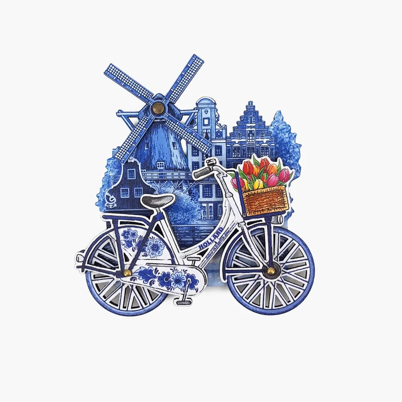 Magnet MDF Spinning Wheels and Windmill Holland Delft Blue
