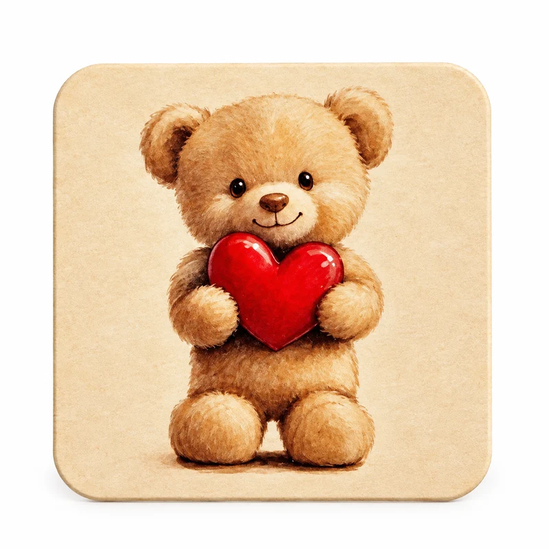Onderzetter Teddybeer met Hartje – Lief Cadeautje