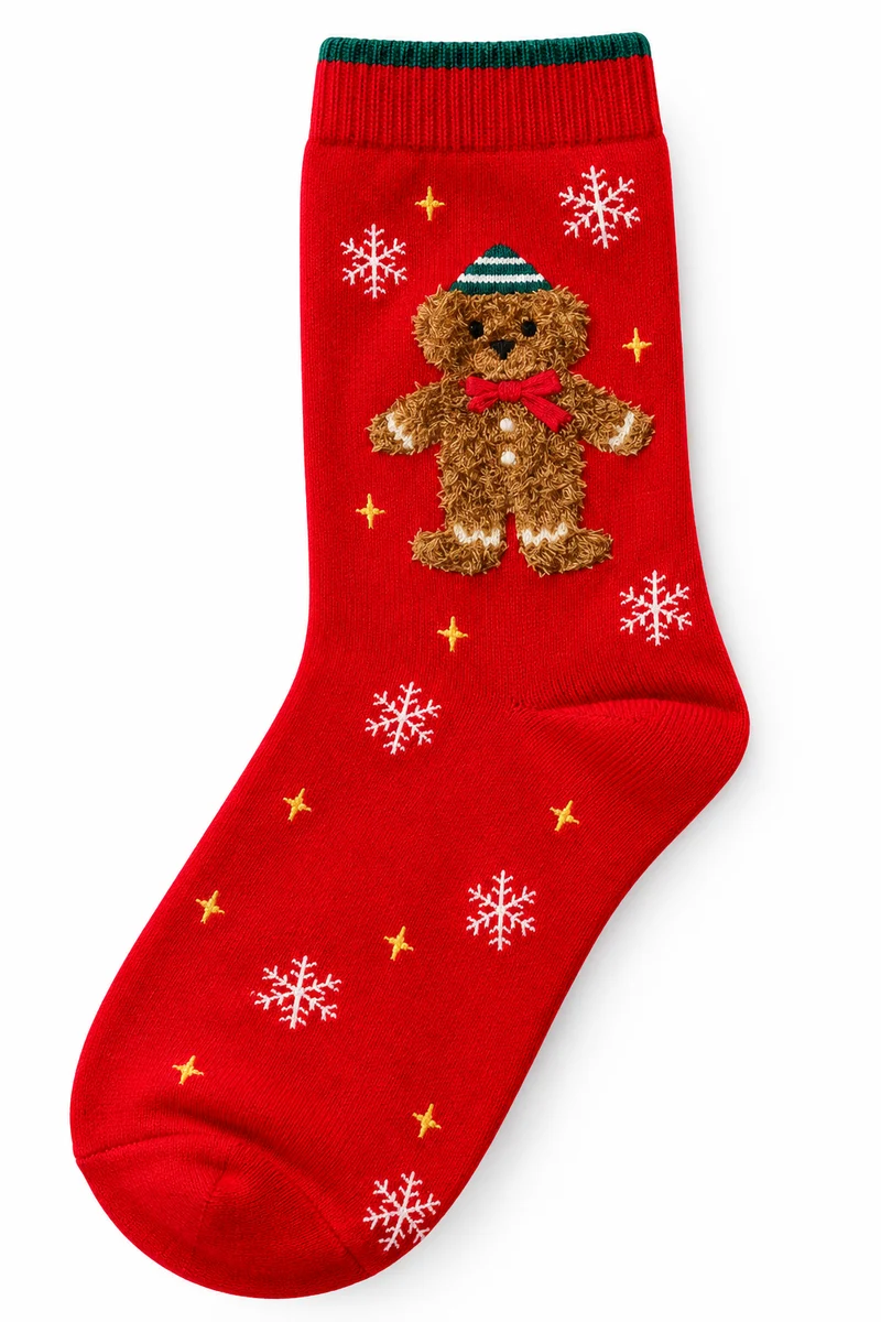 Kerstsokken Teddybeer – Rode Warme Kerstsokken