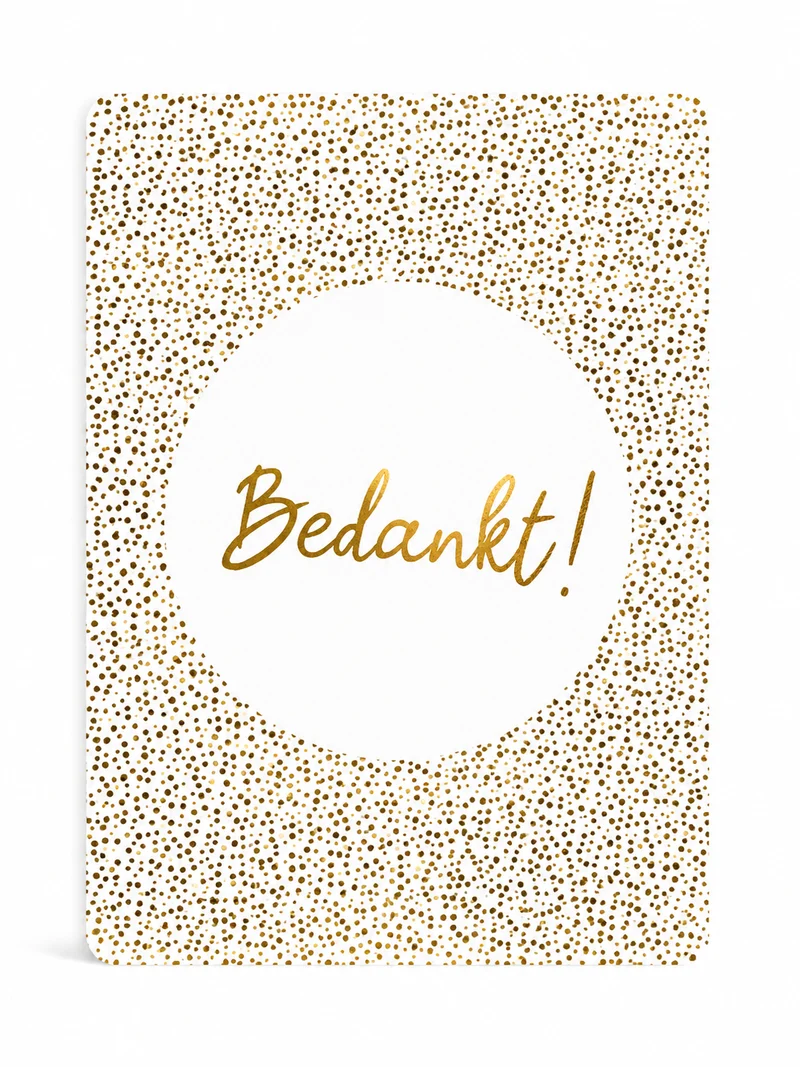 Bedankt! – Luxe Bedankkaartje met Gouden Stippen