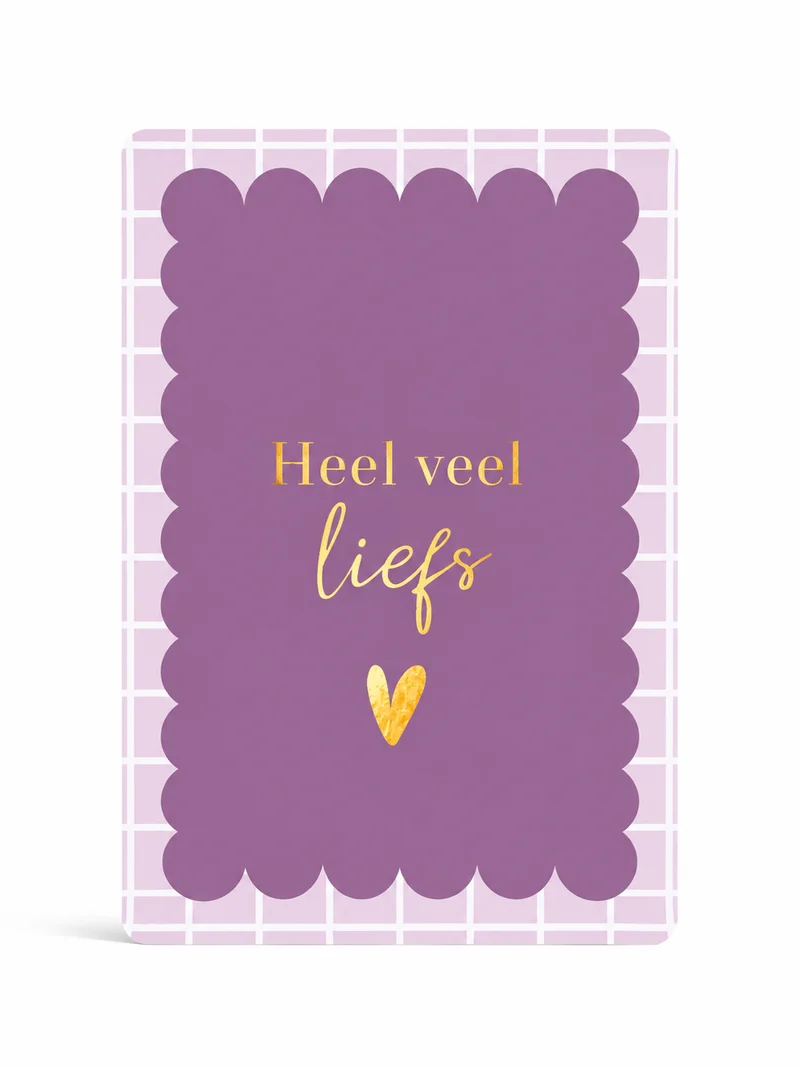 Kaartje ‘Heel veel liefs’ – Paars cadeaukaartje