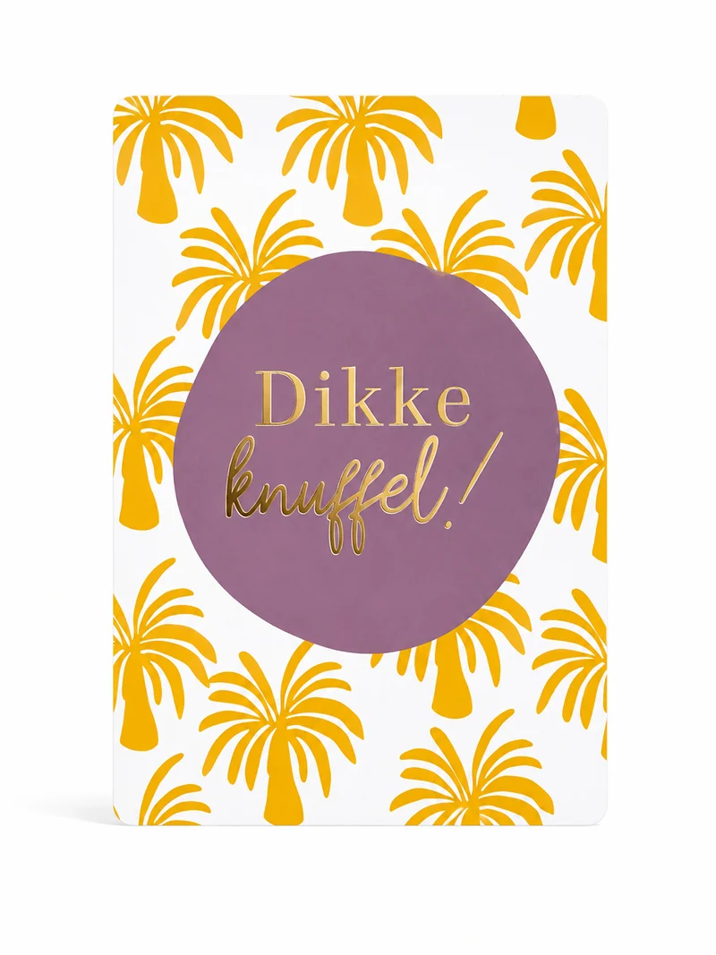 Wenskaart Dikke Knuffel – Tropische Kaart met Gouden Details