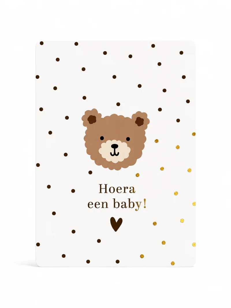 Hoera een baby kaartje – Lief geboortekaartje met beertje