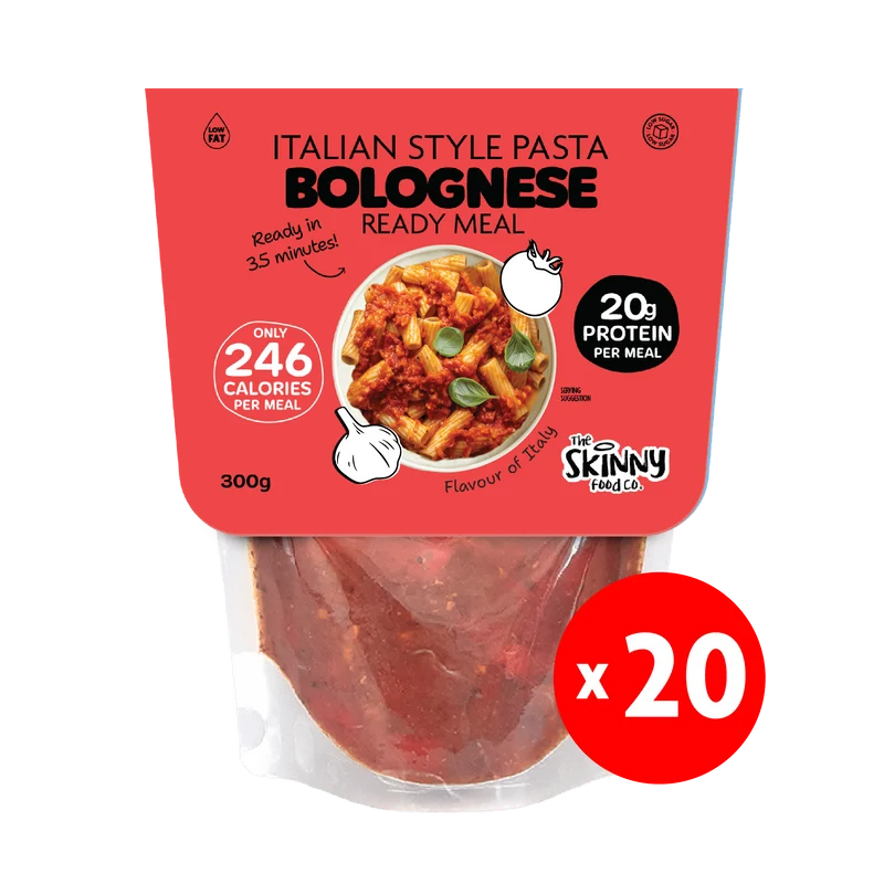 20 x Dunne Italiaanse Pasta Bolognese 237 calorieën kant-en-klaarmaaltijd - 300 g