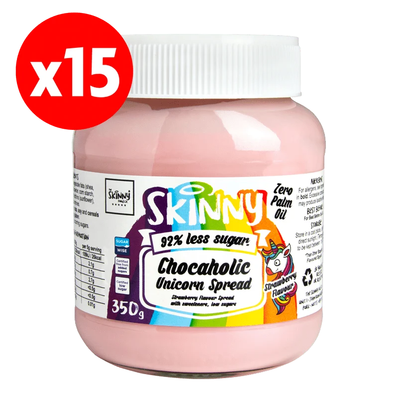Unicorn Suikerarme Chocolade Skinny Spread - 350 g x 15