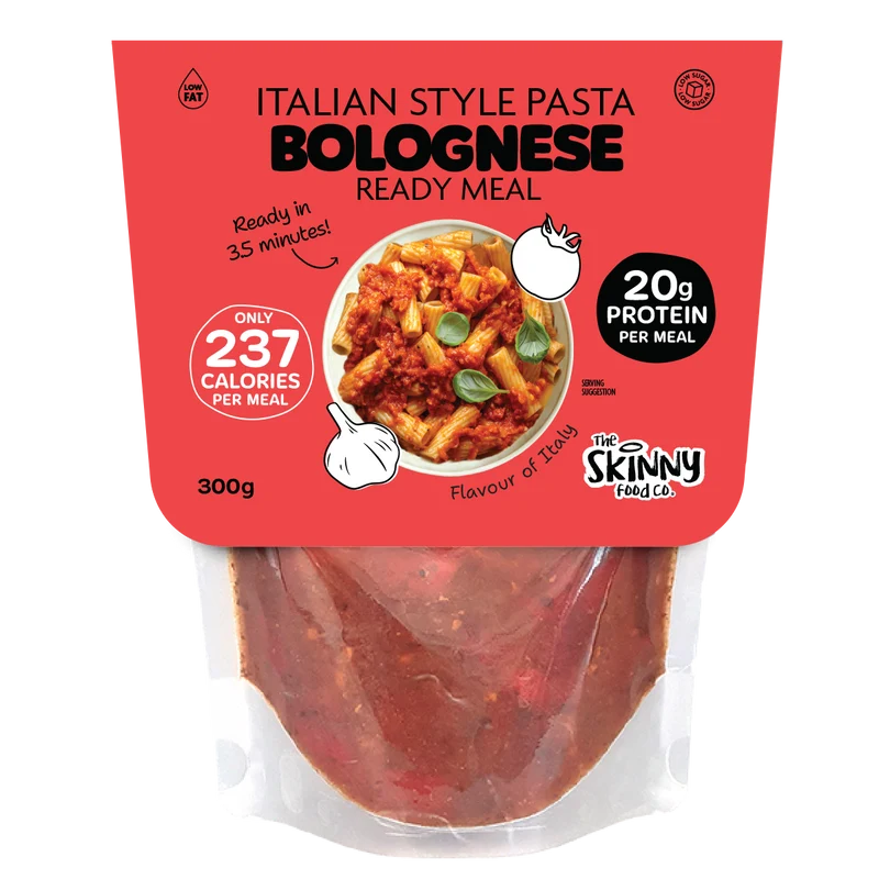 Magere Italiaanse pasta bolognese 237 calorieën kant-en-klaarmaaltijd - 300 g (ook verkrijgbaar in een verpakking van 10)