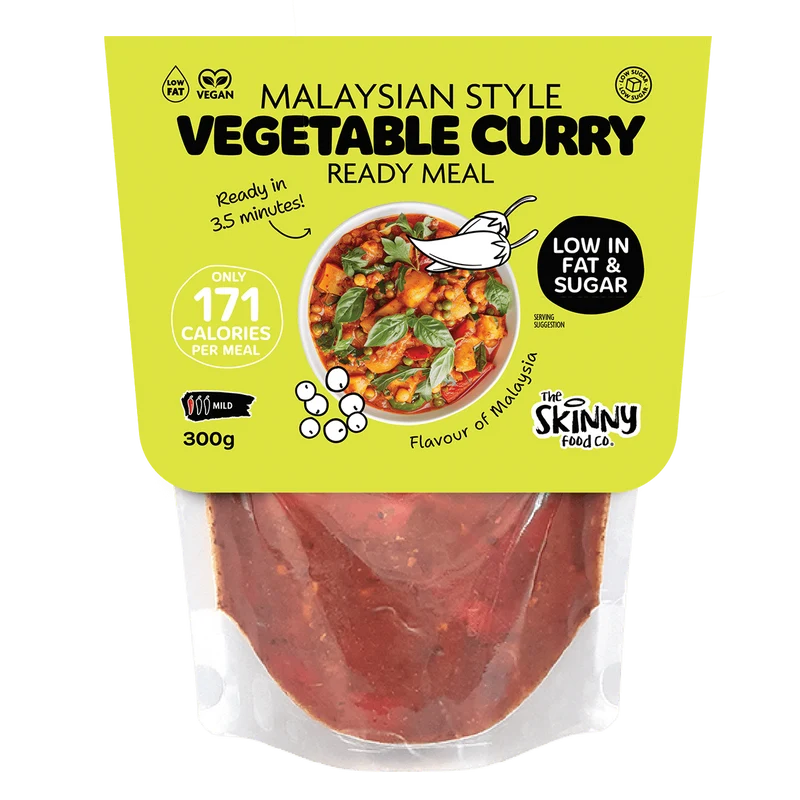 Magere Maleisische groentecurry (171 calorieën) - Kant-en-klaarmaaltijd - 300 g (ook verkrijgbaar in een verpakking van 10)