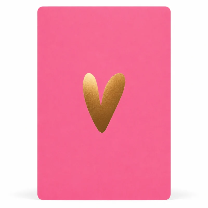 Luxe Mini Kaartje Roze met Gouden Hartje