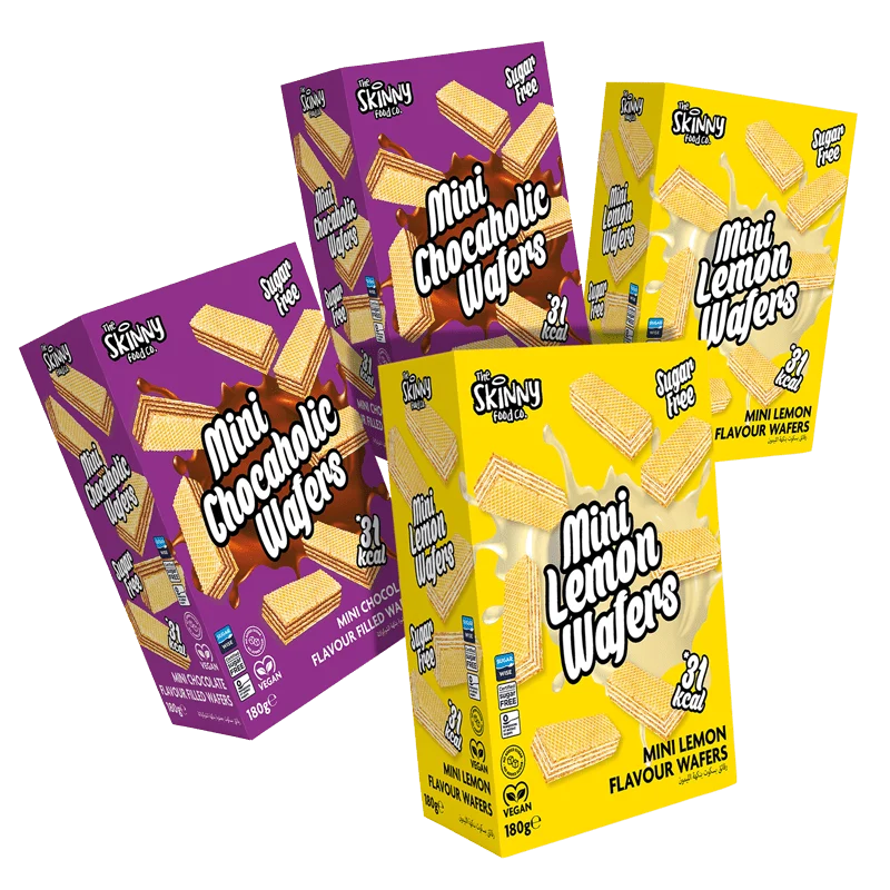 Skinny Mini Chocaholic + Citroenwafels 180g 4-delige bundel met gemengde smaken