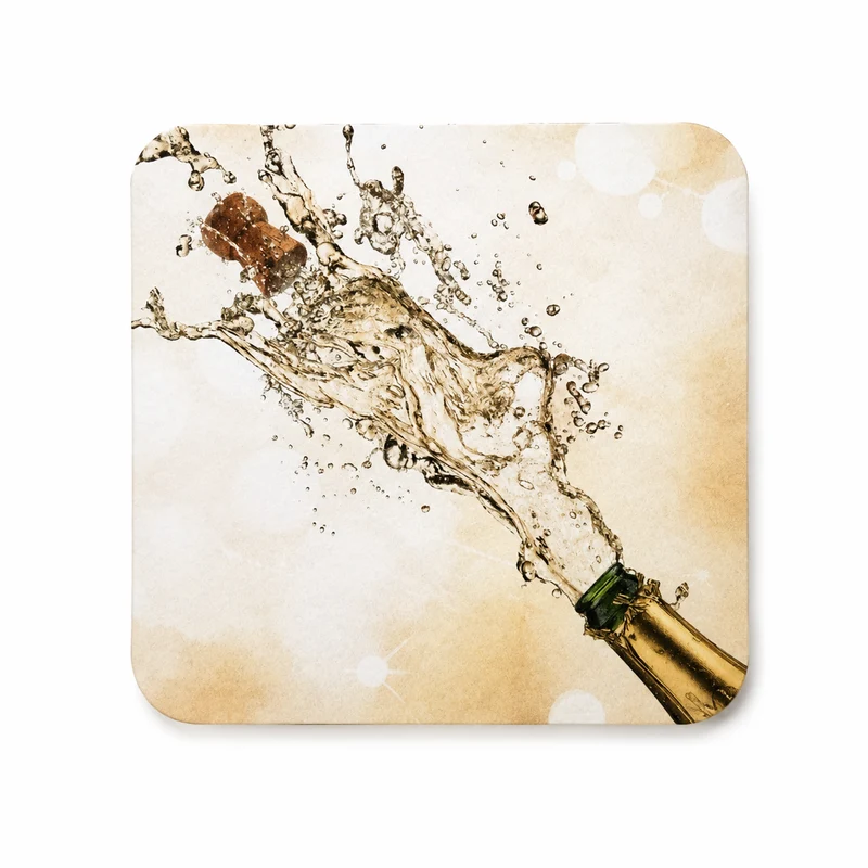 Champagne Splash Onderzetter – Feestelijk Cadeau voor Champagne Liefhebber