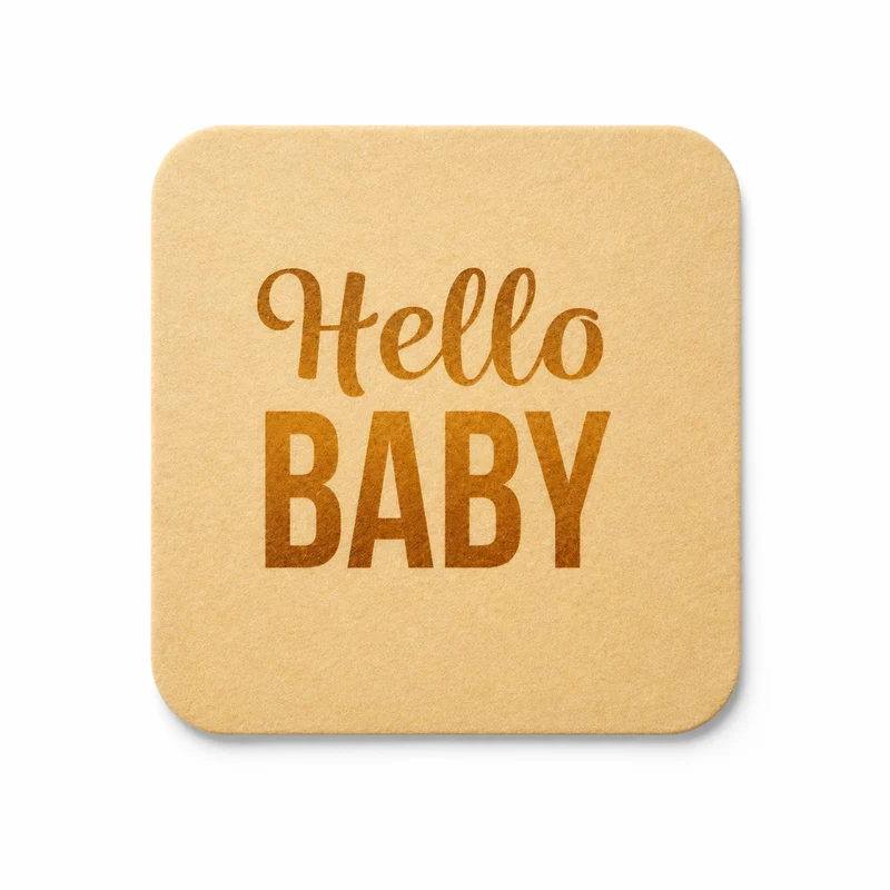 Hello Baby Onderzetter Vilt – Babyshower Cadeau & Kraamcadeau