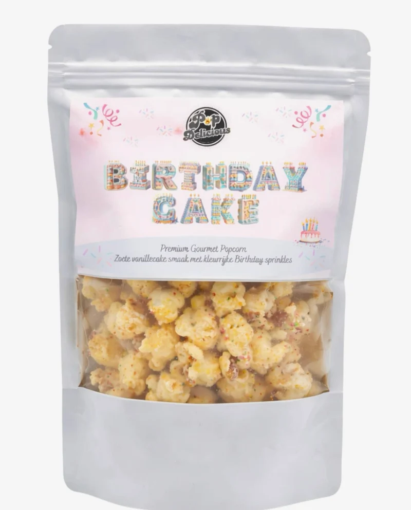 Birthday Cake Popcorn – Zoete Vanillecake met Birthday Sprinkles