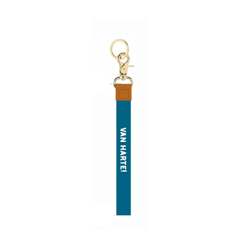 Sleutelhanger Van Harte – Blauw met Gouden Details