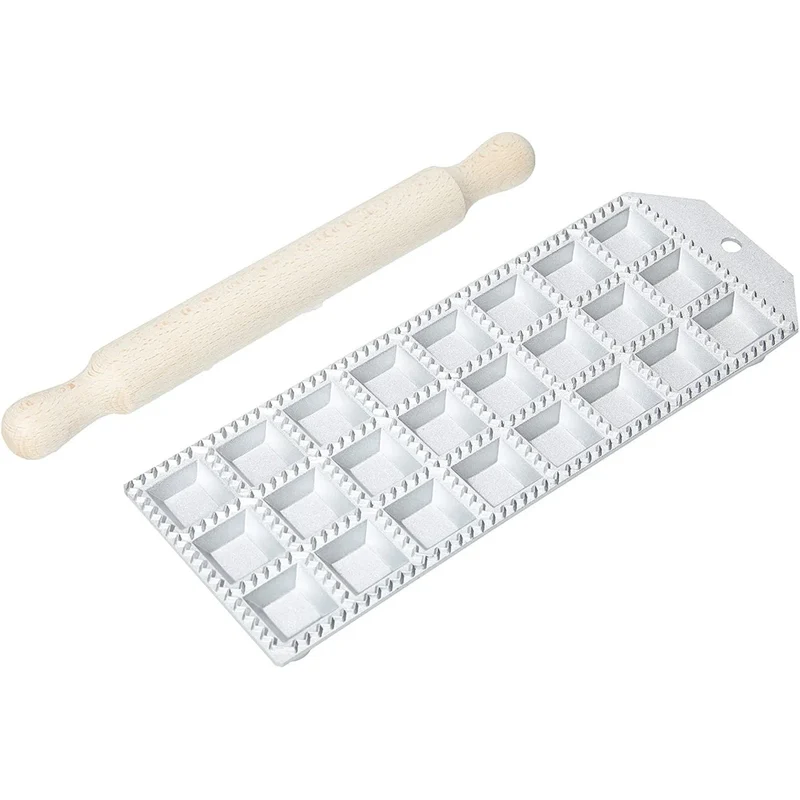 Eppicotispai Ravioliera Vierkant met Deegroller - 24 stuks