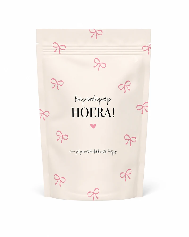 Hieperdepiep Hoera Snoepzak – Gevuld met Hartjessnoep | Cadeauzak Verjaardag