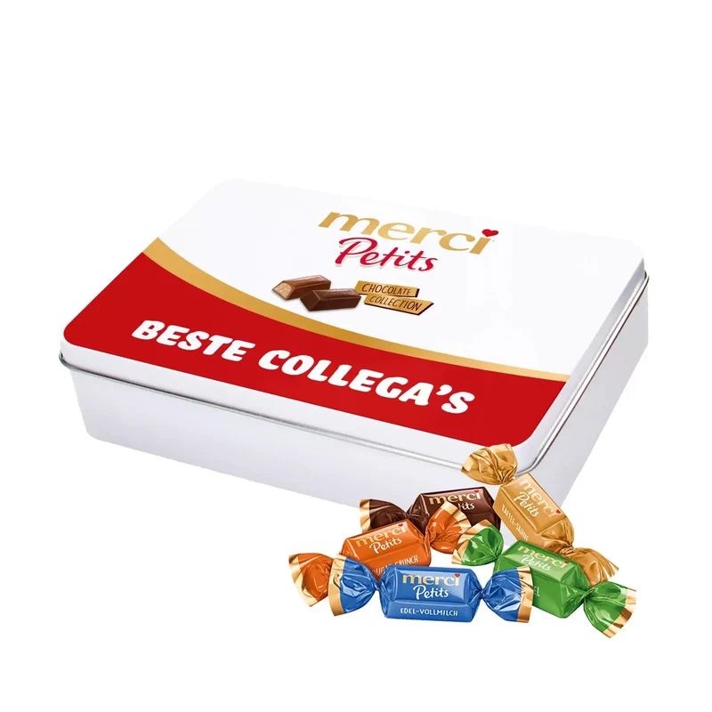 merci Petits chocolademix - gepersonaliseerd cadeau - medium tinnen blik - 250g