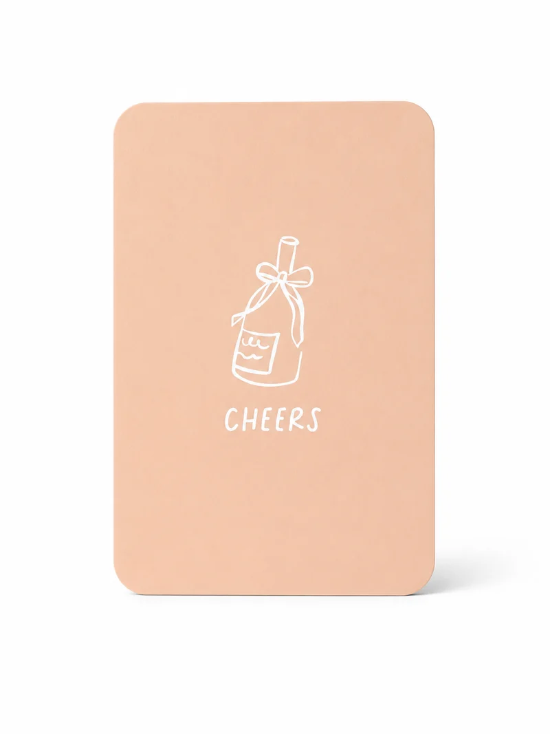 Mini Kaartje Cheers | Cadeaukaartje met Flesje | Wenskaart Cadeau