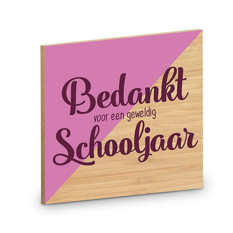 Houten onderzetter Bedankt voor een Geweldig Schooljaar – Cadeau voor Juf of Meester