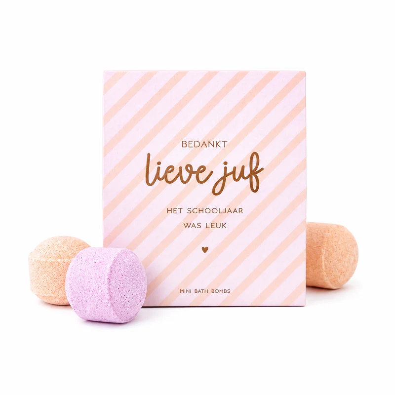 Mini Bath Bombs Cadeau voor Juf – Bedankt Lieve Juf – Cadeautje Einde Schooljaar