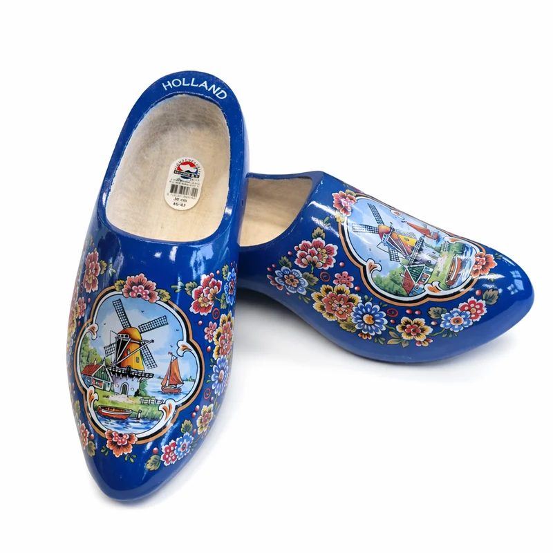 Wooden Shoes Blue Flowers