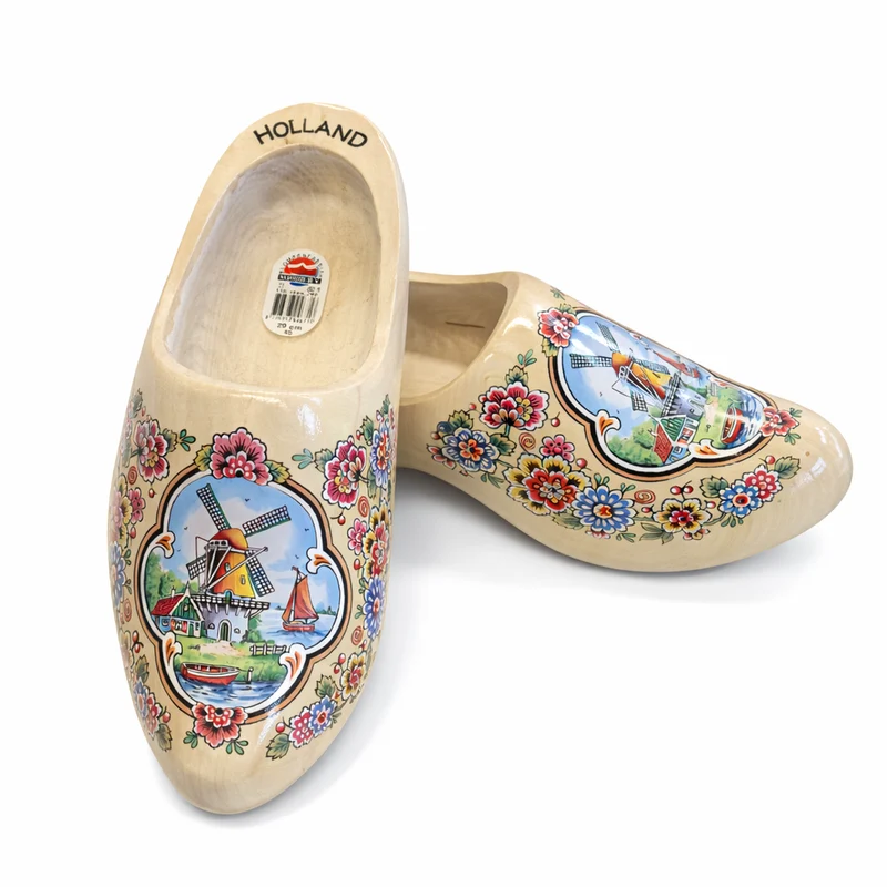 Wooden Shoes White Flowers
