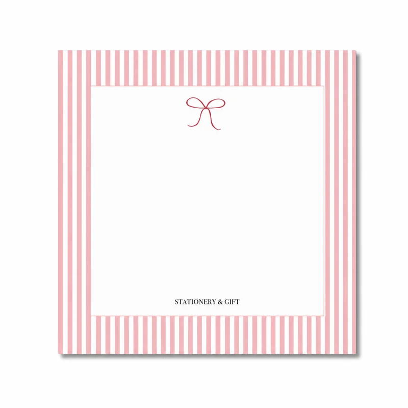 Mini Notes Pink Stripes – Notitieblokje met Strik | 50 Vel