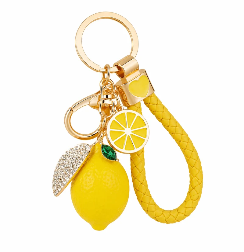 Citroen Sleutelhanger Geel | Luxe Tashanger met Gouden Details