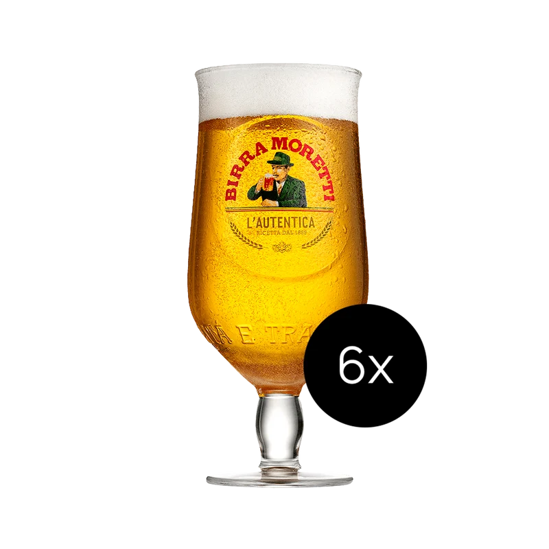 6x Birra Moretti Beer Glasses