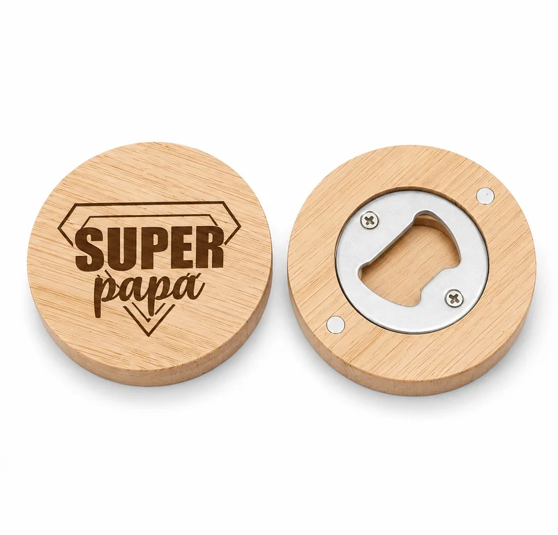 Super Papa Onderzetter met Flessenopener – Houten Cadeau voor Vader