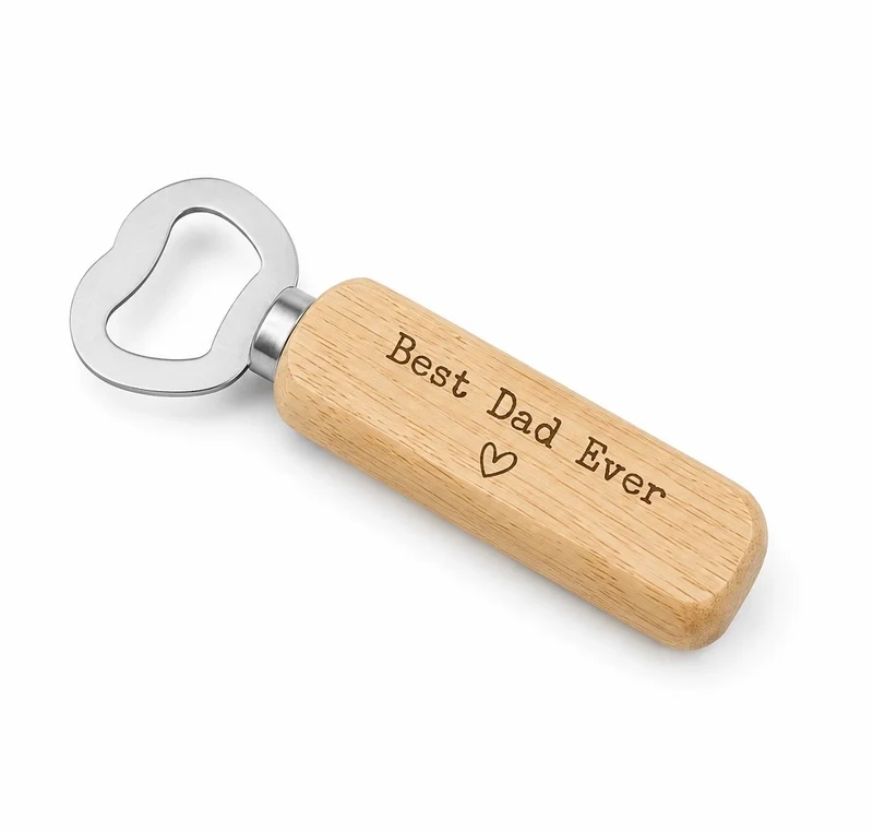 Best Dad Ever Flessenopener van Hout – Persoonlijk Vaderdag Cadeau