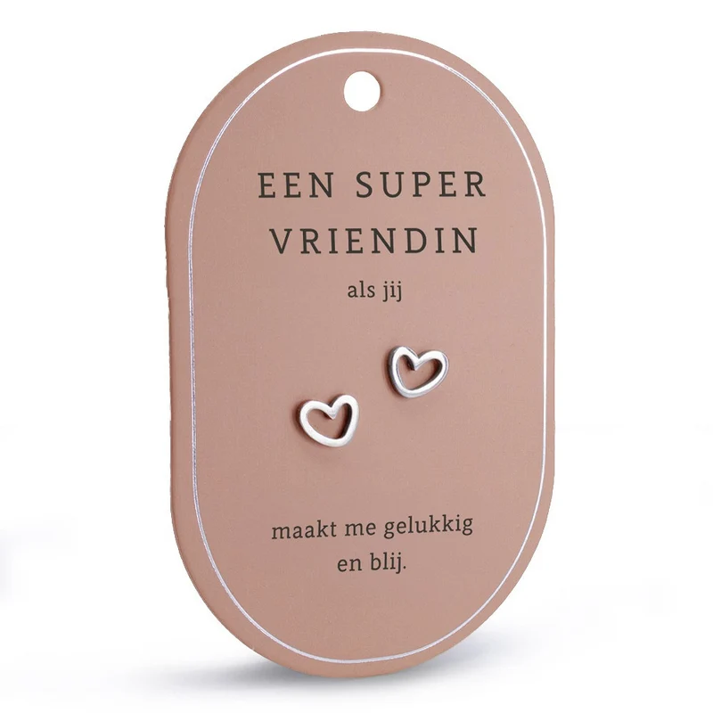 Hart Oorbellen “Een Super Vriendin” – Lief Cadeau voor je Beste Vriendin