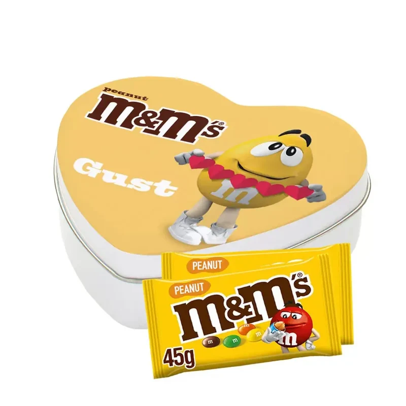 M&M’s Peanut - gepersonaliseerd cadeau - tinnen hartje met eigen opdruk - 90g