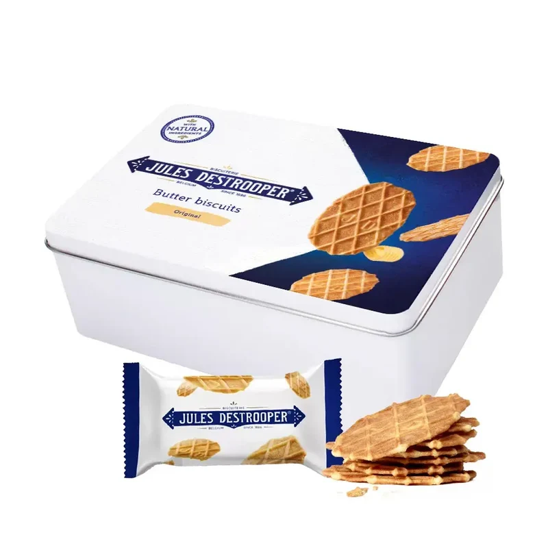 Jules Destrooper Natuurboterwafels Pocket - tinnen koekjesblik - 40 stuks - 240g