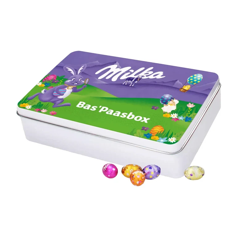 Milka paaseitjes mix - gepersonaliseerd cadeau - medium tinnen blik - 500g