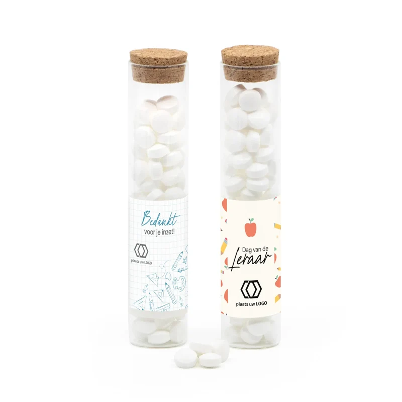 Glazen buisje met snoepjes - Leraar