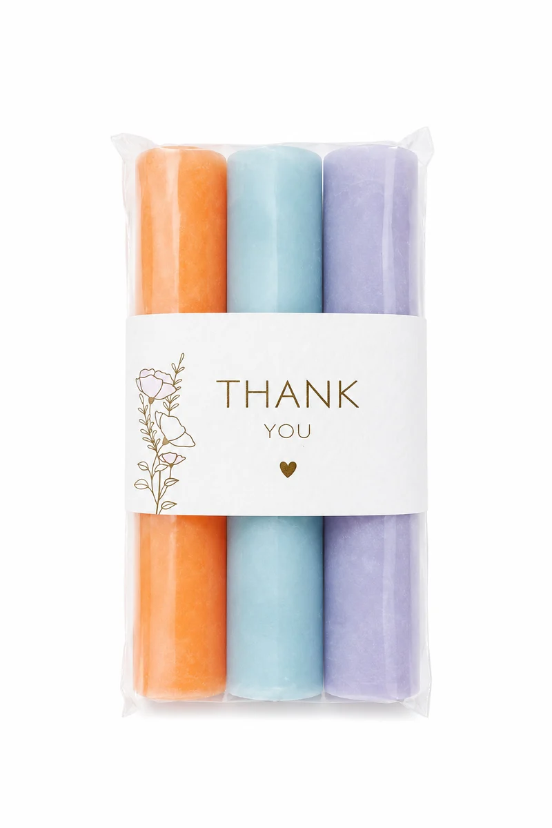 Set van 3 Mini Dinerkaarsen ‘Thank You’ | Bedankje Kaarsen | The Prezzent