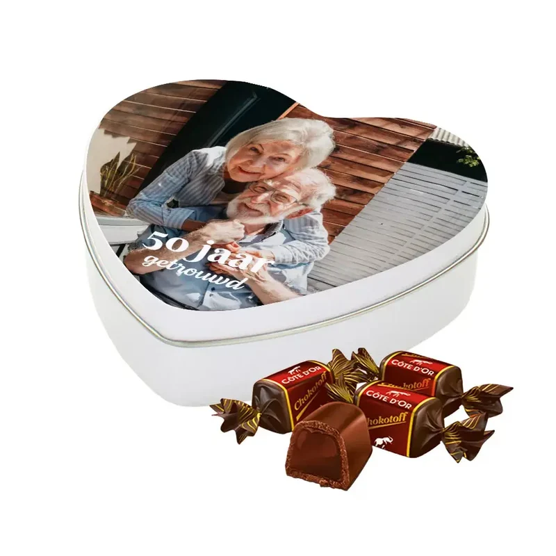 Côte d'Or Chokotoff - gepersonaliseerd cadeau - tinnen hartje met eigen opdruk - 180g
