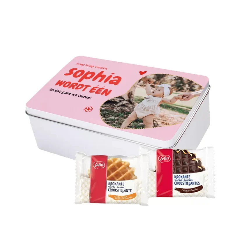 Lotus Krokante Wafels mix - volledig gepersonaliseerd cadeau - large tinnen blik - 246g