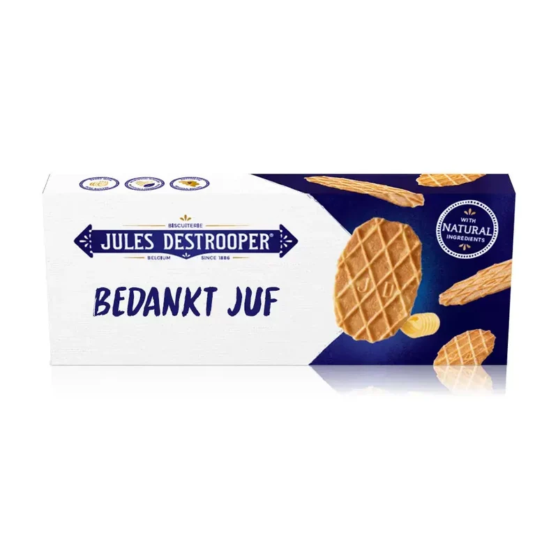 Jules Destrooper Natuurboterwafels "Bedankt juf" - koekjes cadeau - 100g