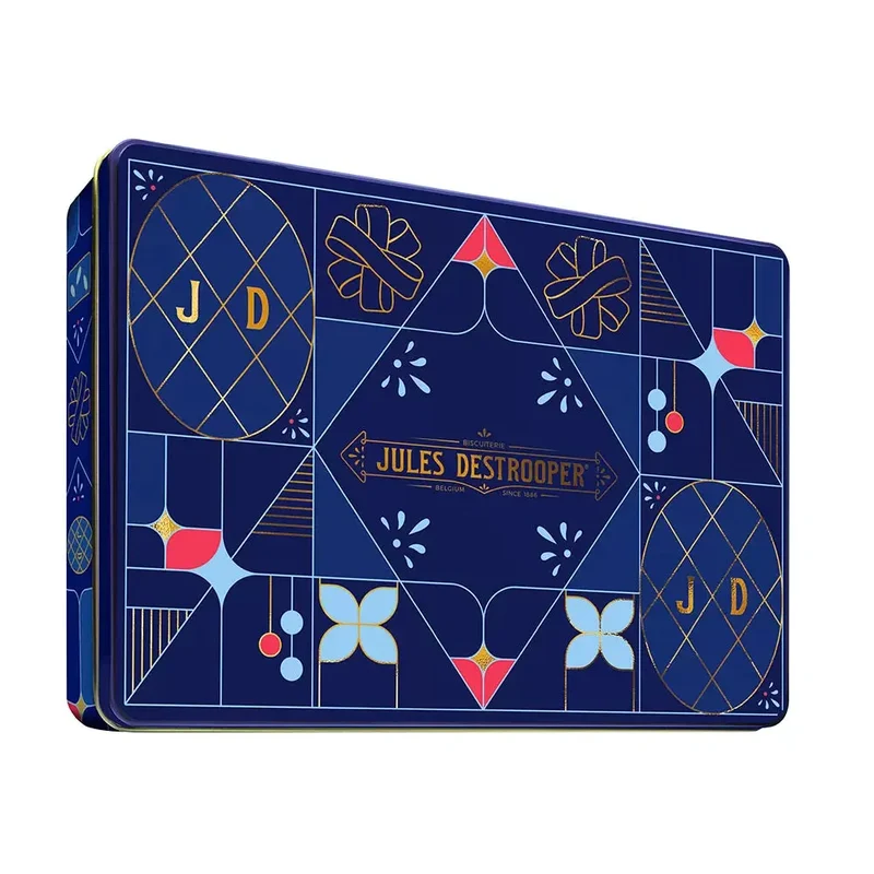 Jules Destrooper Jules' Gift Tin - Fijne amandelkoekjes & Natuurboterwafels - tinnen geschenkblik - 350g