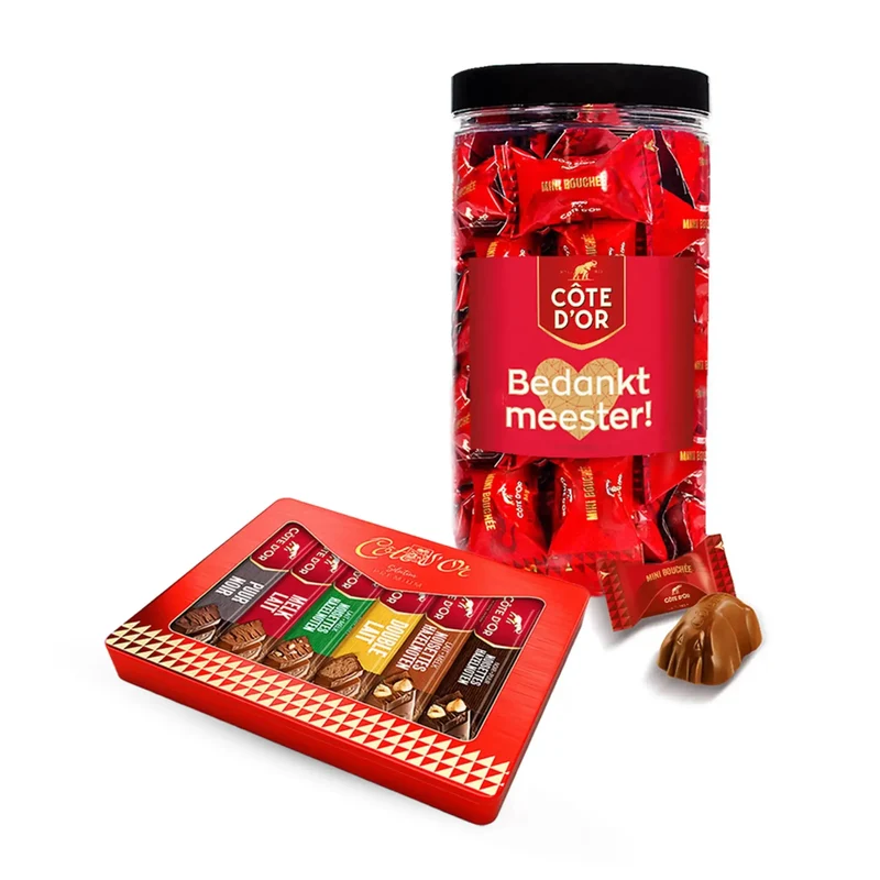 Côte d'Or chocoladepakket voor meester - "Bedankt meester" - Mini Bouchée & chocoladerepen - 775g