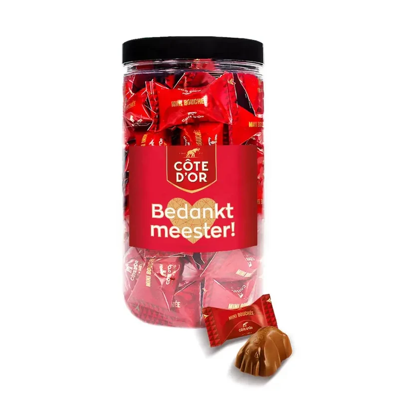 Côte d'Or Mini Bouchée chocolade "Bedankt meester!" - cadeau voor meester - 500g