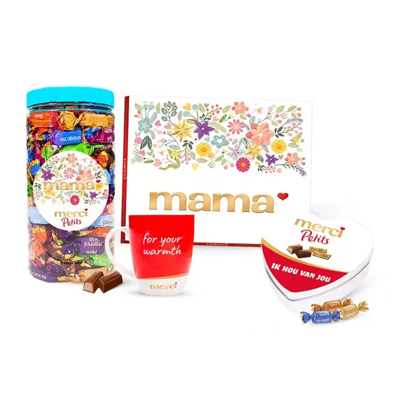 merci Petits Moederdag giftbox pakket met mok "for your warmth" - 1065g