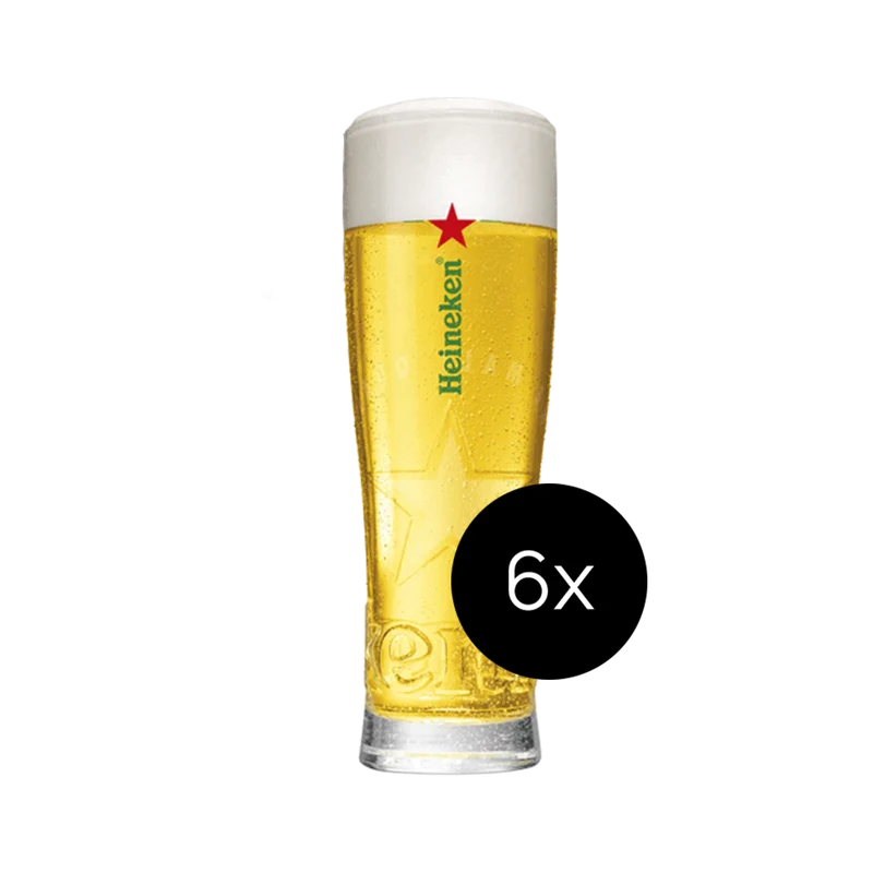6x Heineken Beer Glasses