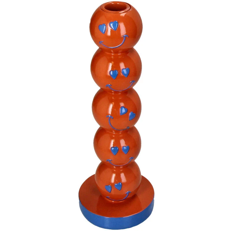 Kaarshouder Smiley Polyresin Oranje - 9x9x26.5cm
