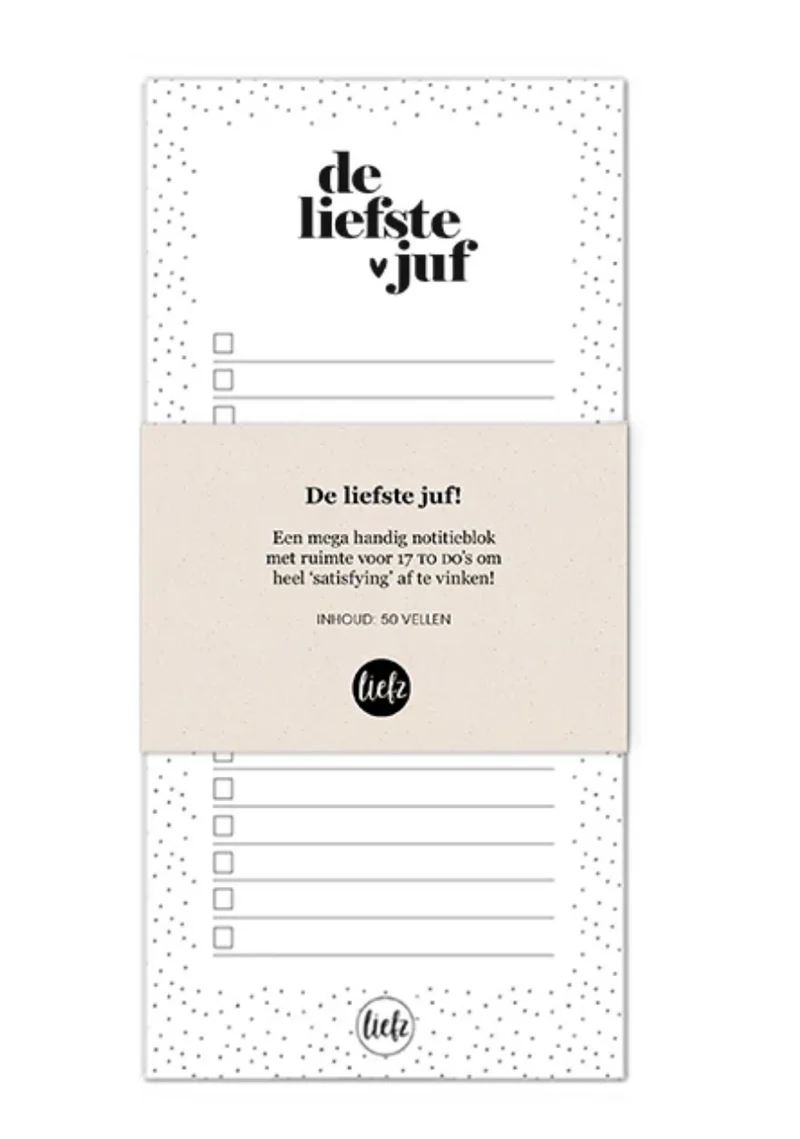 📝 De liefste juf – notitieblok